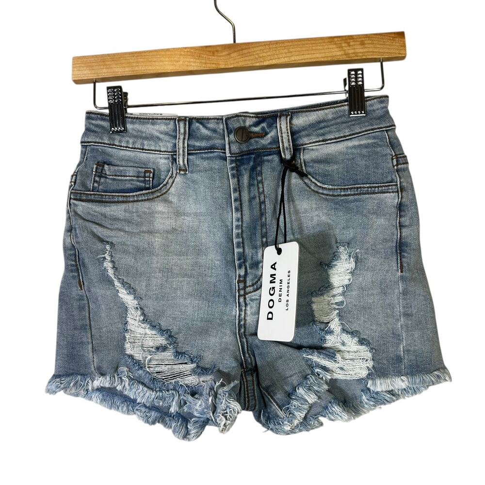 NWT Dogma Denim Jean Shorts Womens M Light Wash Distressed Fringe Daisy Dukes